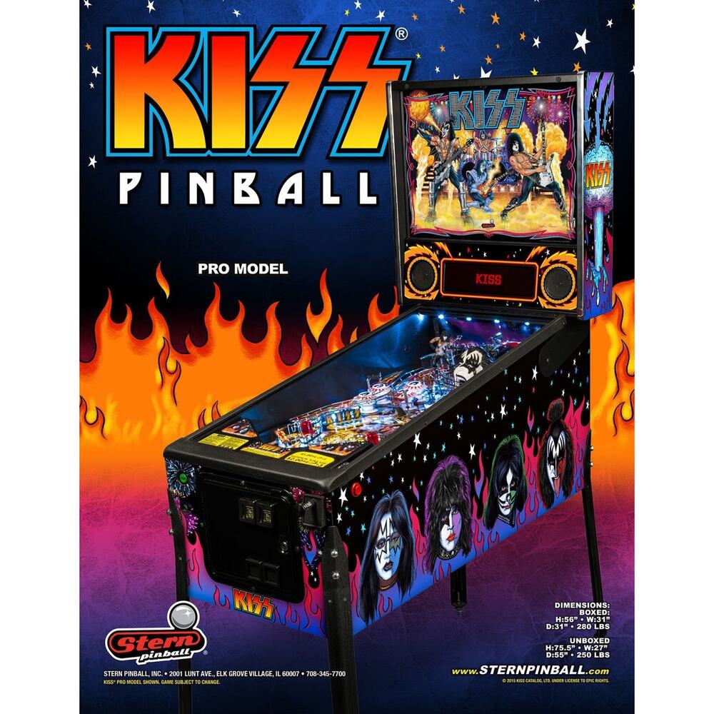 Kiss Pinball FLYER Pro Edition Original NOS Hard Rock Music 2015 Ace Frehley
